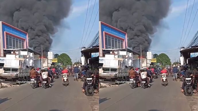 Kebakaran bengkel deket pasar parung hari ini, Sabtu (14/06)