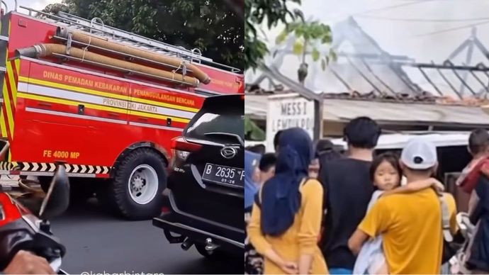 Tangkapan layar sebuah rumah di kawasan Lebak Bulus hangus dilalap si jago merah pada Minggu 15 Juni 2025/Ist