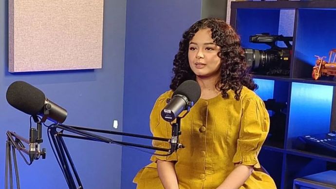 Selasa, 9 Januari 2024, di Studio ANTARA TV di Jakarta. Mutiara Baswedan dalam program siniar (podcast).