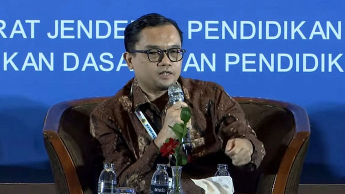 Pada Rabu, 11 Juni 2025, Gogot Suharwoto, Direktur Jenderal PAUD Dikdasmen Kemendikdasmen, menyampaikan paparan di Forum Bersama Pengawasan SPMB 2025/2026 di Jakarta Pusat.