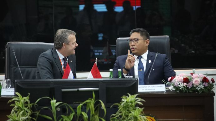 Wakil Menteri Pertanian (Wamentan) RI, Sudaryono menyampaikan apresiasi atas kunjungan delegasi Belanda yang dipimpin Wakil Menteri Pertanian, Perikanan, dan Ketahanan Pangan Belanda, Guido Landheer. 