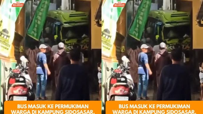 bus tabrak perumahan di Malang.