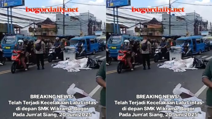 Terjadi kecelakaan lalu lintas di dekat SMK Wikrama Jl. Raya Wangun, Bogor Timur, Kota Bogor.