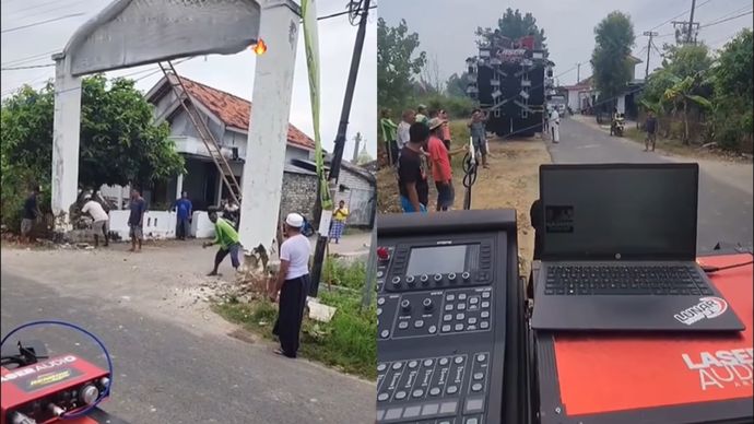 Warga Rubuhkan Gapura Demi Sound Horeg