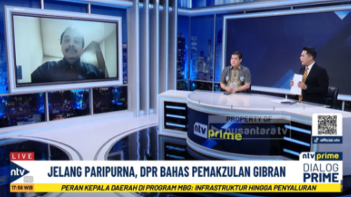 Pakar telematika Roy Suryo terlibat perdebatan sengit dengan Ketum Solidaritas Merah Putih Silfester Matutina saat membahas isu pemakzulan Wapres Gibran Rakabuming Raka dalam program NTV Prime di Nusantara TV