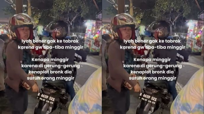 Pejalan Kaki Hampir Ditabrak Pemotor di Trotoar Jelambar