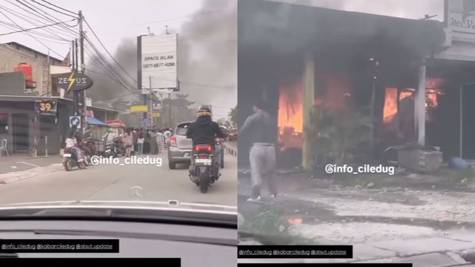 Kebakaran toko di Jalan Bayangkara Pusdiklantas, Pakualam, Serpong Utara, Tangerang Selatan, Kamis (26/6/2025) pukul 14.30 WIB.