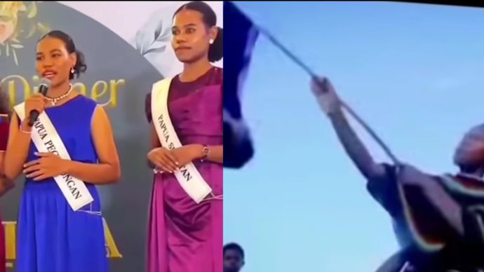 Merince Kogoya (Finalis Miss Indonesia dipulangkan usai beredar video kibarkan bendera Israel).