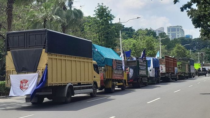 Demo sopir truk di Jakarta Pusat