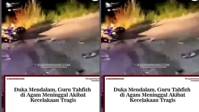 Kecelakaan maut terjadi di Sawah Liek, Nagari Bayua, Kecamatan Tanjung Raya, Kabupaten Agam pada Rabu (3/6) malam.