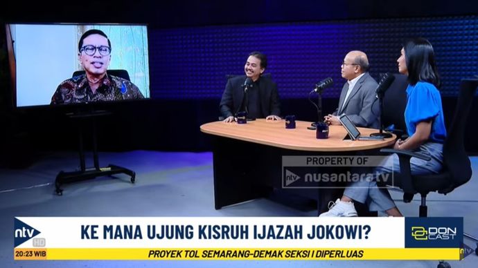 Perdebatan tajam terjadi antara Roy Suryo dan Wakil Ketua Umum Jokowi Mania, Andi Azwan dalam program DonCast di Nusantara TV.