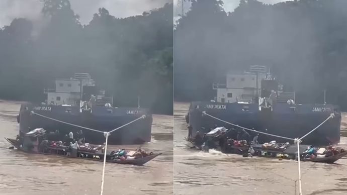 Kapal Tongkang Tabrak Kapal Kecil