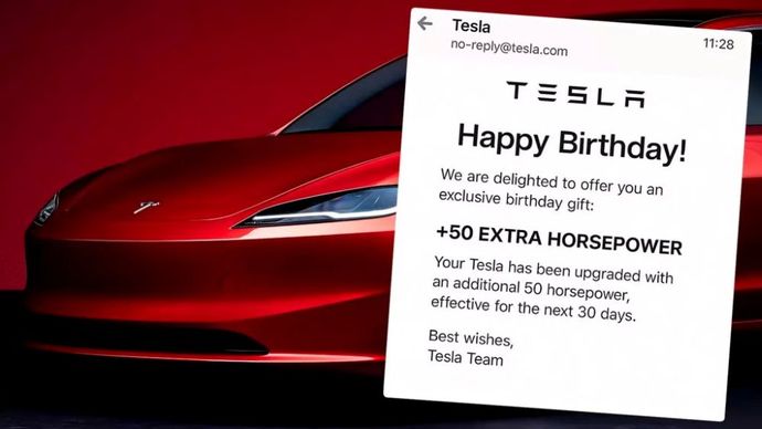 Email ulang tahun palsu dari Tesla bikin heboh. (Foto: Istimewa via Carscoops) 