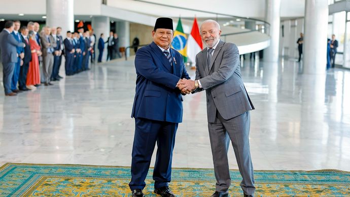 Presiden Prabowo Subianto dan Presiden Brazil Luiz In&aacute;cio Lula da Silva