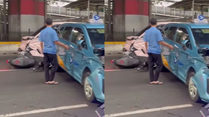 Pemotor terjepit di tabrakan beruntun Jalan Jenderal Ahmad Yani