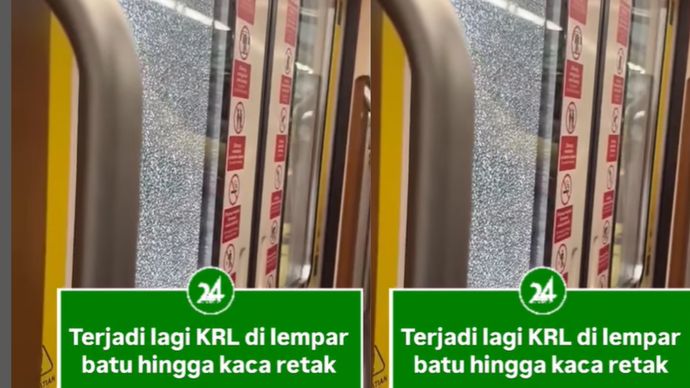 Kaca KRL pecah dilempar batu oleh orang tak dikenal