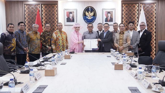 Penandatanganan kerjasama strategis antara Worldvuer iByond Limited, perusahaan teknologi berbasis Silicon Valley, dengan Tunas Prima Industrial Estate yang dilakukan di Jakarta, 9 Juli 2025.