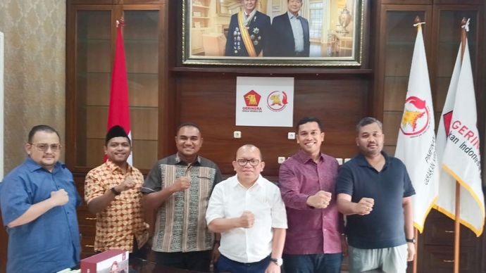 Ketua Umum Gekira Nikson Silalahi menyambut hangat kunjungan Ketua Umum GAMKI bersama sejumlah pengurus/Foto: Istimewa