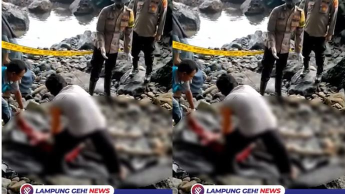 Warga digegerkan adanya penemuan mayat tanpa kepala di pinggir Pantai Cukuh Pandan, Pekon Padang Ratu, Kecamatan Limau, Tanggamus, Selasa (15/7).