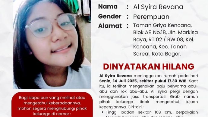 Gadis remaja yang hilang di Bogor. 