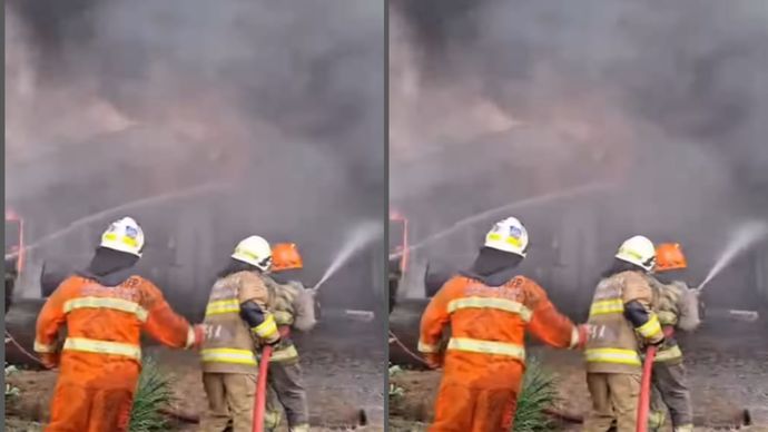 Terjadi kebakaran sebuah bangunan perumahan di Gudang Utara Kota Bandung, Jumat (18/7/2025) pukul 16.05 WIB