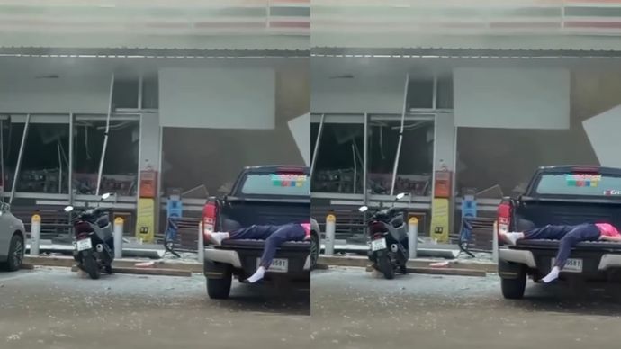 Roket Kamboja Hantam pom bensin Thailand