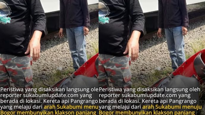 Seorang ibu bernama Lukita dan anak laki-lakinya nyaris menjadi korban kecelakaan di perlintasan rel kereta api tanpa palang dekat Gerbang Tol Bocimi Exit Parungkuda, tepatnya di Kampung Pangadegan, RT 17/08, Desa Sundawenang, Kecamatan Parungkuda, Kabupaten Sukabumi, Kamis (24/7/2025) siang.