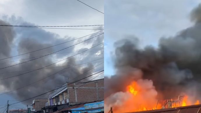 Telah terjadi kebakaran di Pasar Masomba sore ini (28/7)  Dimohon untuk warga yang berada di sekitaran lokasi kebakaran untuk memberi jalan masuk petugas damkar.