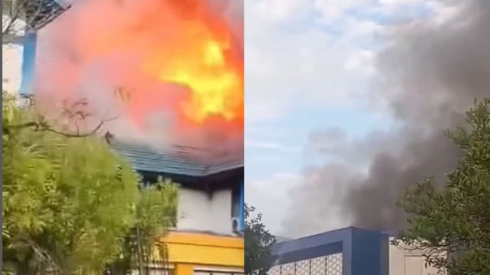 Kebakaran melanda kawasan kampus Universitas Lambung Mangkurat (ULM) di Kayutangi, Banjarmasin, Senin pagi sekitar pukul 07.15 WITA.