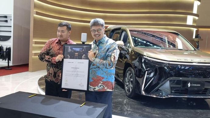 MAXUS menjalin kemitraan strategis dengan PT Lombardi Auto Indonesia menghadirkan MAXUS MIFA 9 - Lombardi Edition. (Foto: Adiantoro/NTV)