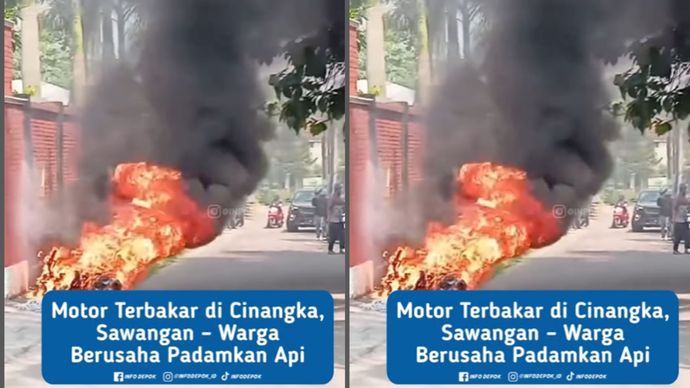 motor terbakar di sawangan depok