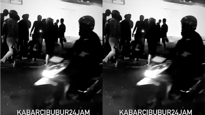 Telah terjadi kecelakaan yang di duga adu banteng antar pengendara motor, Korban terlihat tergeletak di Pinggir Jalan Lapangan Tembak Dekat Alfamart Arundina/Gang 8.