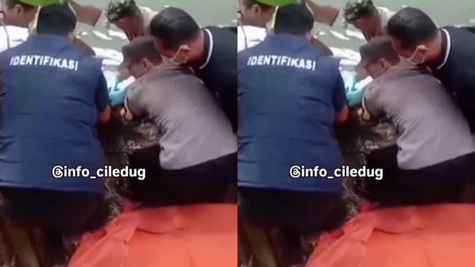 jasad pria mengambang di kali ciledug