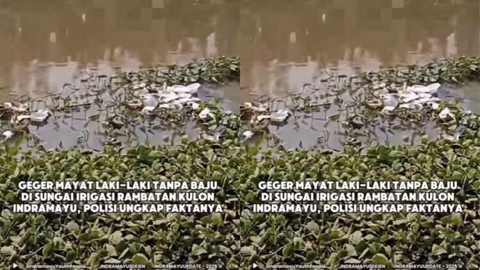  warga Desa Rambatan Kulon, Kecamatan Lohbener, Indramayu hari ini dibuat geger dengan penemuan mayat laki-laki tanpa busana di sungai irigasi.  Kejadian ini tepatnya terjadi di Blok Buyut Kedongdong pada Minggu (3/8/2025) sekira pukul 10.00 WIB siang tadi.