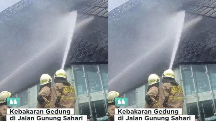 Kebakaran terjadi pada lantai 4&ndash;5, sebuah gedung di Jalan Gunung Sahari, Kelurahan Ancol, Kecamatan Pademangan, Jakarta Utara.