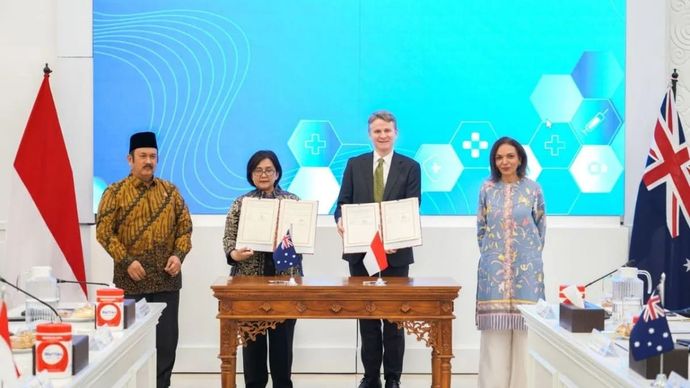 Pemerintah Indonesia dan Australia menandatangani kemitraan strategis baru di bidang kesehatan, yaitu Subsidiary Arrangement untuk pelaksanaan Program Australia&ndash;Indonesia Partnership for Health Transformation atau Kemitraan Indonesia&ndash;Australia untuk Transformasi Kesehatan (KITA SEHAT) di Jakarta, Senin 4 Agustus 2025. ANTARA/HO-Bappenas (Muhammad Baqir Idrus Alatas)