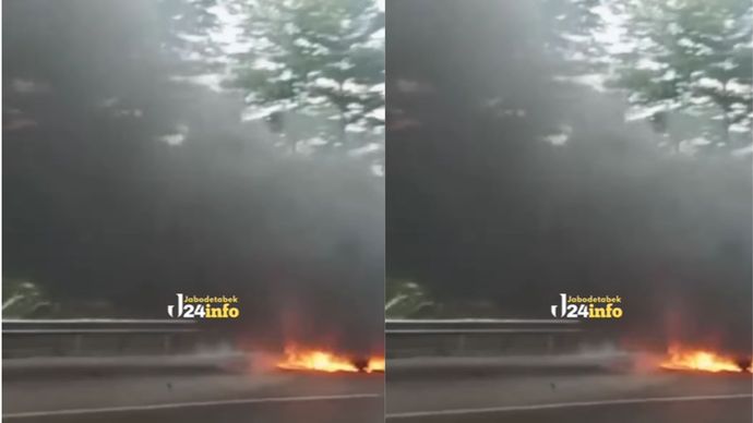 mobil terbakar di tol jakarta-cikampek