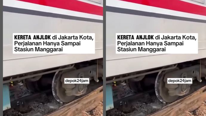 Kereta anjlok di Stasiun Jakarta Kota. Perjalanan KRL hanya bisa sampai Stasiun Manggarai.