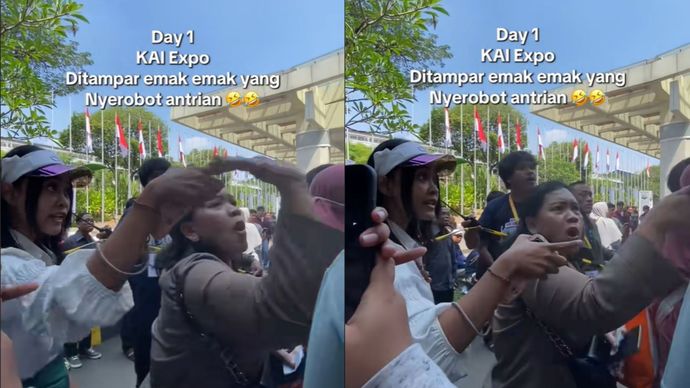 Viral Emak-emak Tampar Pria di KAI Expo