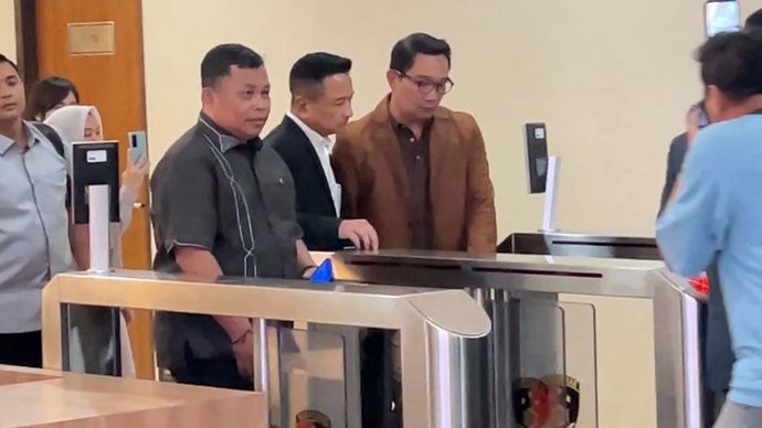 Ridwan Kamil usai tes DNA di Bareskrim Polri. 