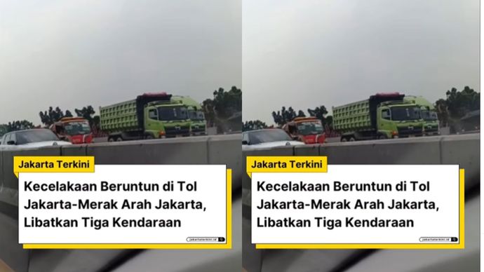 Telah terjadi kecelakaan beruntun di lajur kanan tol Jakarta-Merak arah Jakarta, tepatnya di KM 26+400, pada Kamis (7/8). Kecelakaan ini melibatkan tiga kendaraan pribadi.