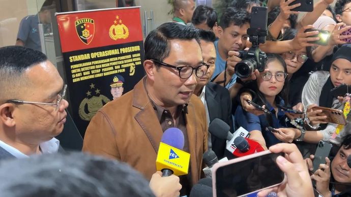 Ridwan Kamil usai tes DNA di Bareskrim Polri. 