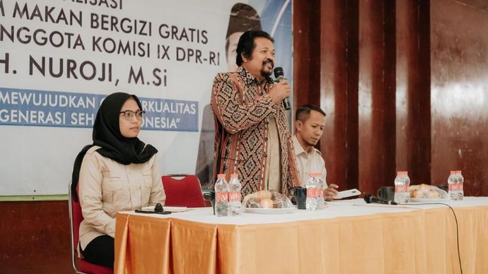 Acara sosialisasi program Makan Bergizi Gratis dihadiri oleh anggota Komisi IX DPR RI Nuroji. (Foto: Istimewa)