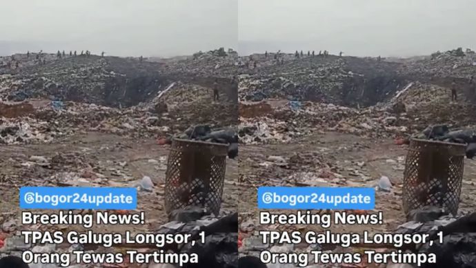 Satu orang tewas dalam peristiwa longsor di Tempat Pembuangan Akhir Sampah (TPAS) Galuga, Desa Galuga, Kecamatan Cibungbulang, Kabupaten Bogor, Senin, 11 Agustus 2025.