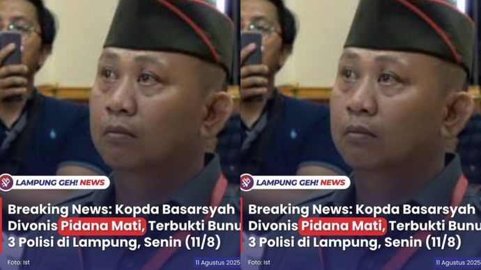 Bunuh 3 Polisi di Lampung, Kopda Basarsyah Divonis Mati