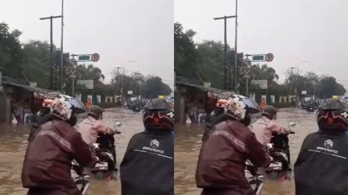 Banjir Rendam Jalan Jatake Tangerang