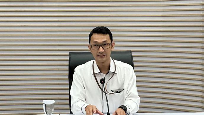 Juru Bicara Komisi Pemberantasan Korupsi Budi Prasetyo saat memberikan keterangan di Gedung Merah Putih KPK, Jakarta, Senin (11/8/2025). 
