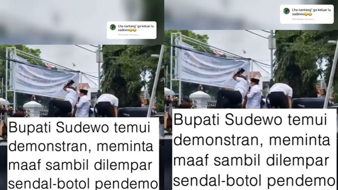 Bupati Pati Sudewo akhirnya menemui demonstran yang telah menunggunya sejak pagi. Tak berkata banyak, Sudewo hanya menyampaikan permohonan maaf.