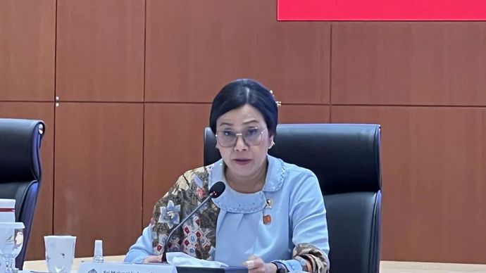 Menteri Keuangan Sri Mulyani Indrawati dalam Konferensi Pers RAPBN dan Nota Keuangan Tahun Anggaran 2026 di Direktorat Jenderal Pajak, Jakarta, Jumat, 15 Agustus 2025.