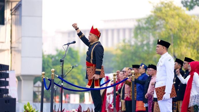 PT Pertamina (Persero) menggelar upacara bendera HUT ke-80 RI di lapangan Kantor Pusat Pertamina, Jakarta (17/8/2025). (Foto: Istimewa)